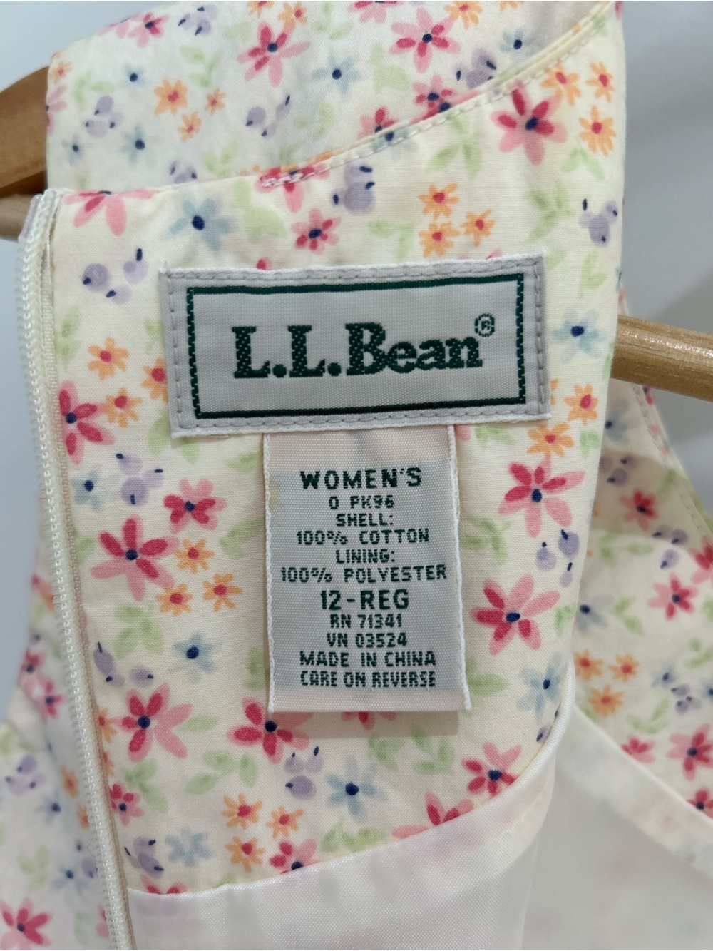 L.L. Bean Vintage 100% Cotton Floral Shift Dress Sleeveless Size 12 Garden Party - Picture 2 of 7